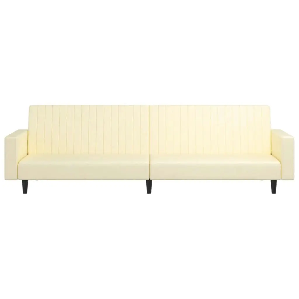 2-Seater Sofa Bed Cream Faux Leather 337668