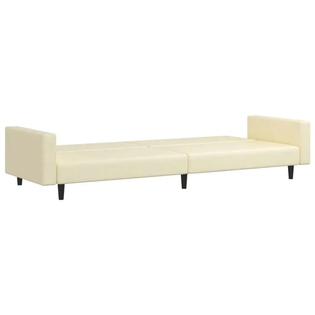 2-Seater Sofa Bed Cream Faux Leather 337668