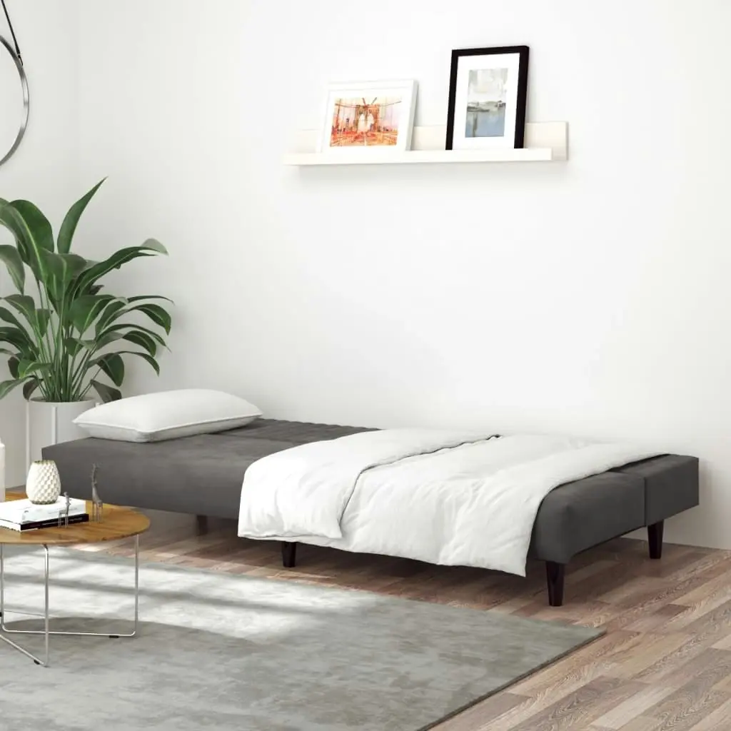 2-Seater Sofa Bed Dark Grey Velvet 337640