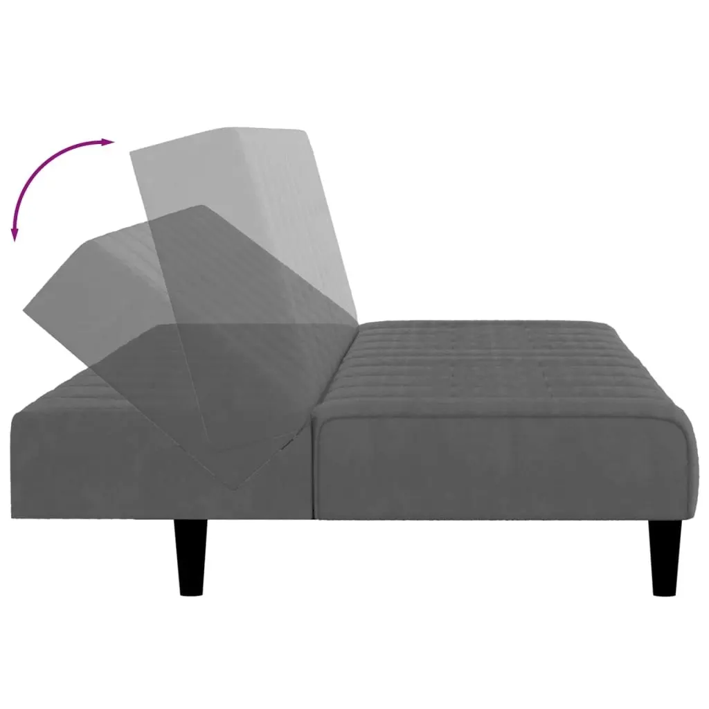 2-Seater Sofa Bed Dark Grey Velvet 375764