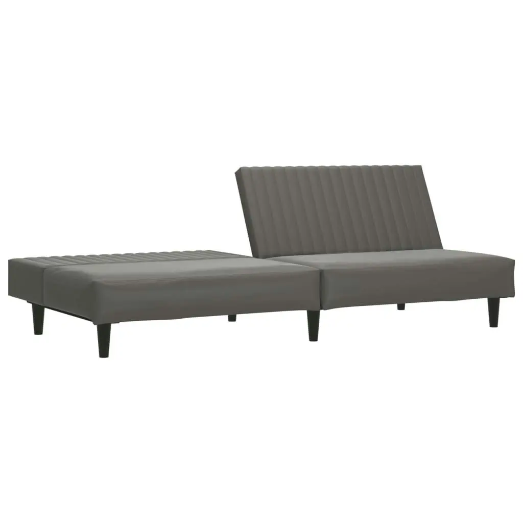 2-Seater Sofa Bed Grey Faux Leather 337663