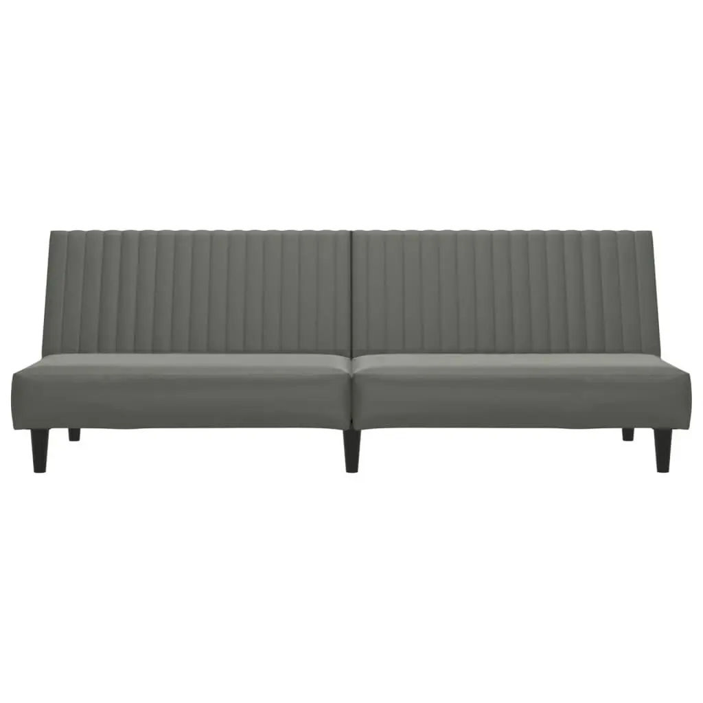 2-Seater Sofa Bed Grey Faux Leather 337663