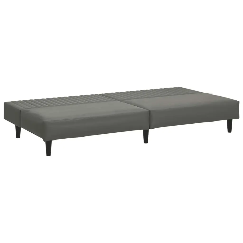 2-Seater Sofa Bed Grey Faux Leather 337663