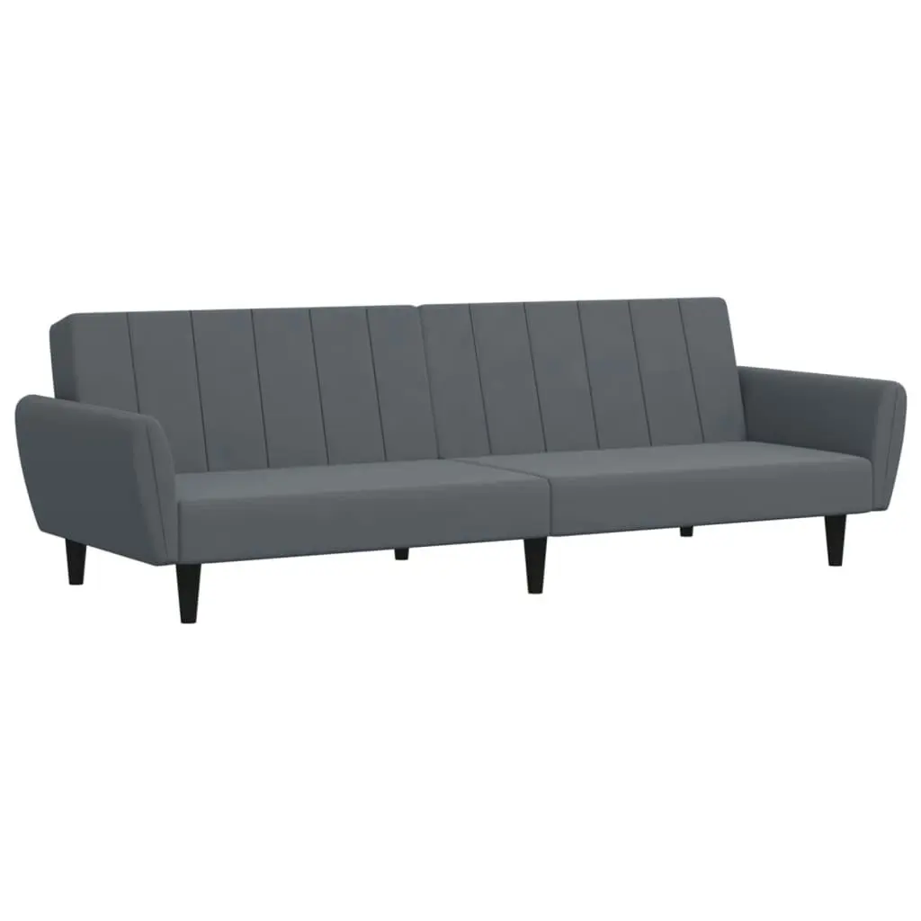 2-Seater Sofa Bed with Footstool Dark Grey Velvet 3216251