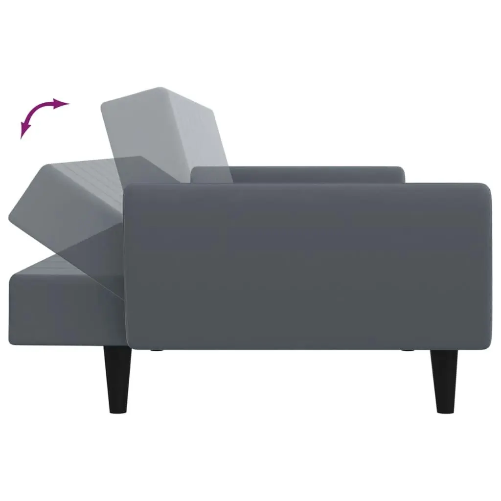 2-Seater Sofa Bed with Footstool Dark Grey Velvet 3216251