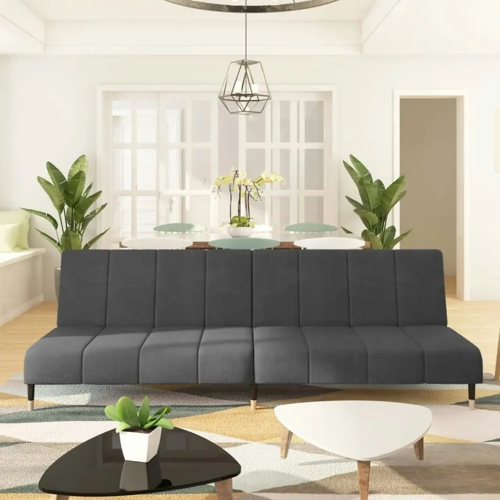 2-Seater Sofa Bed Dark Grey Velvet 375875