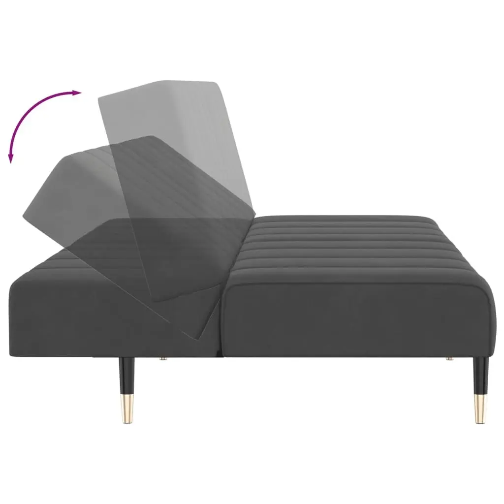 2-Seater Sofa Bed Dark Grey Velvet 375875