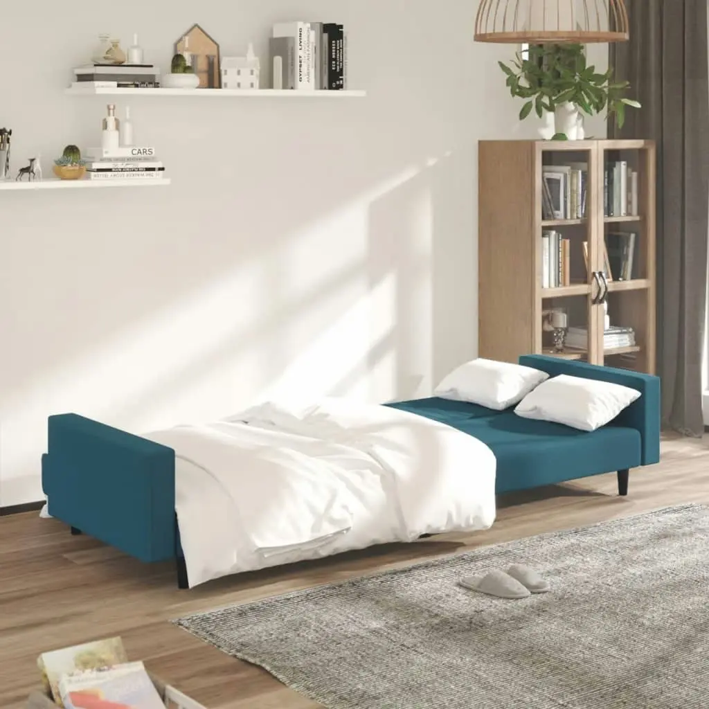 2-Seater Sofa Bed Blue Velvet 375936