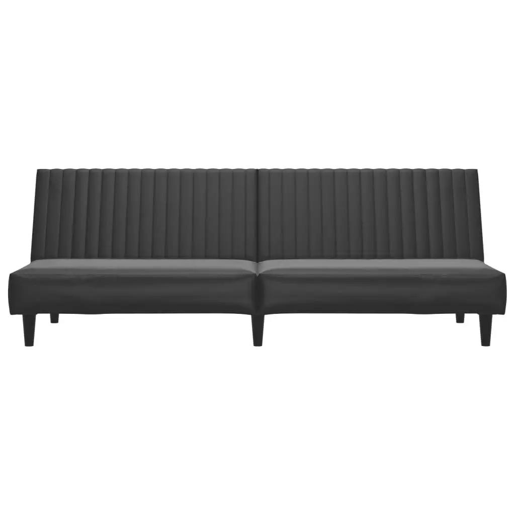 2-Seater Sofa Bed Black Faux Leather 375947