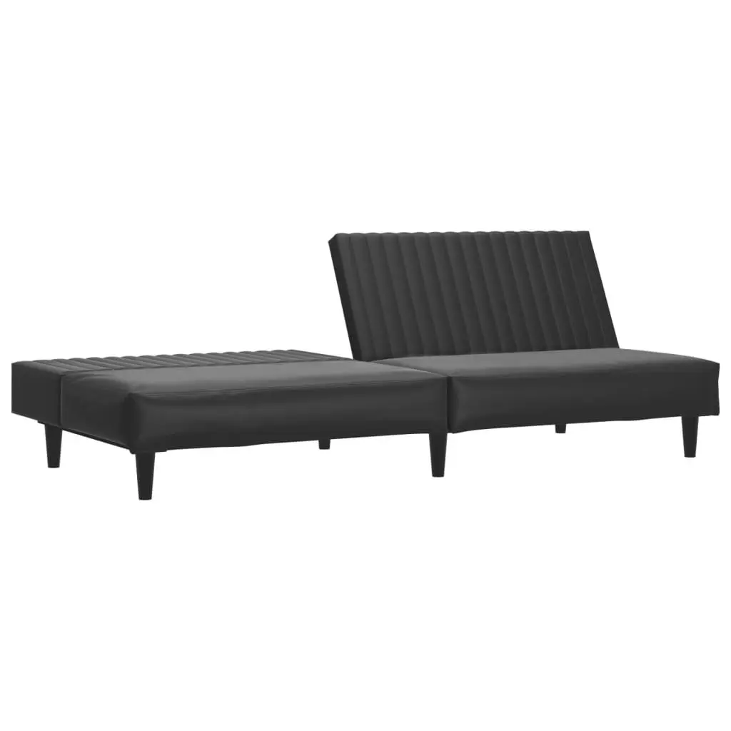 2-Seater Sofa Bed Black Faux Leather 375947