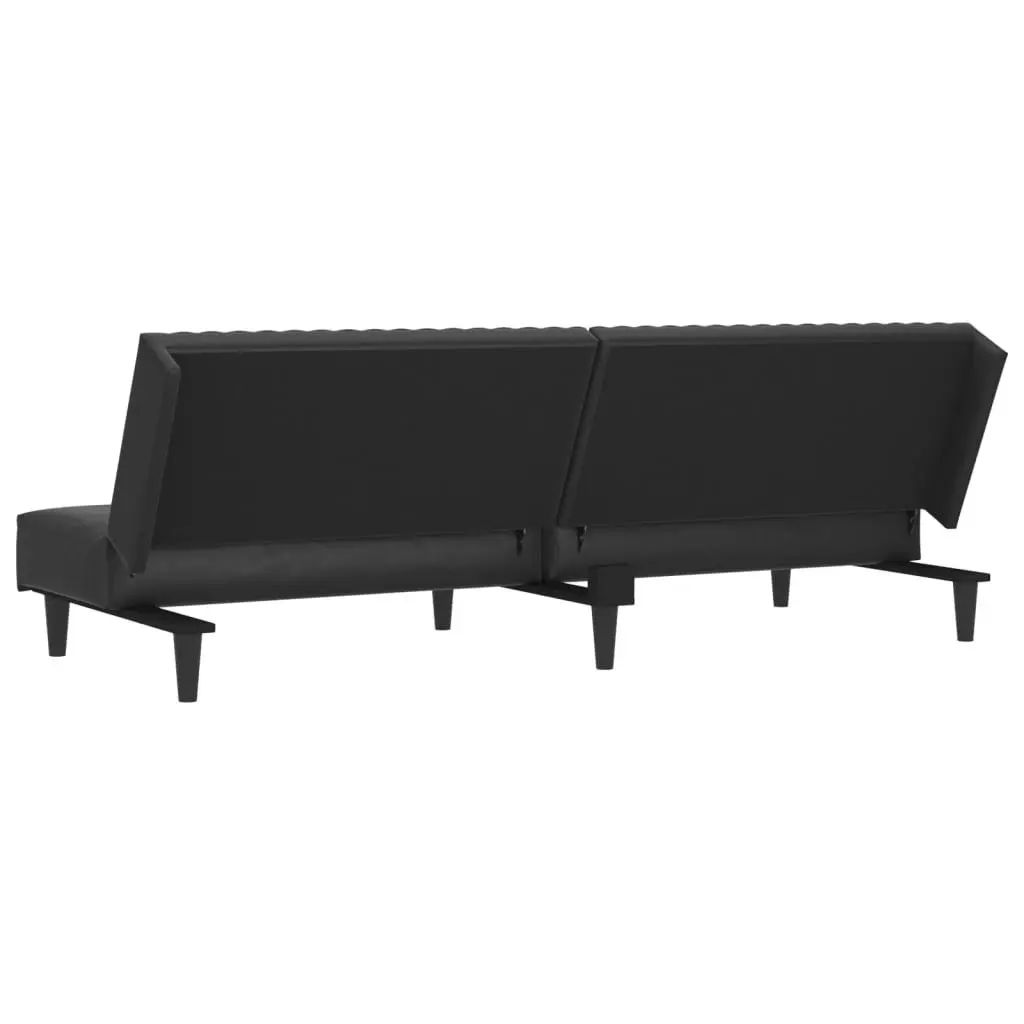 2-Seater Sofa Bed Black Faux Leather 375947