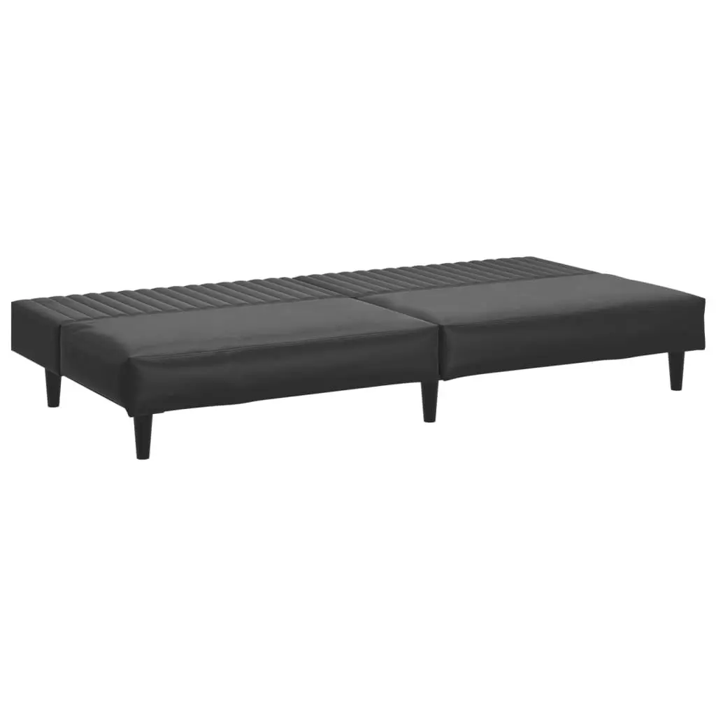 2-Seater Sofa Bed Black Faux Leather 375947