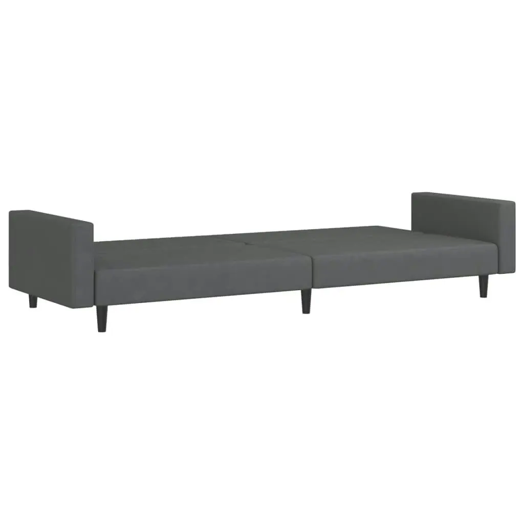 2-Seater Sofa Bed Dark Grey Velvet 375938