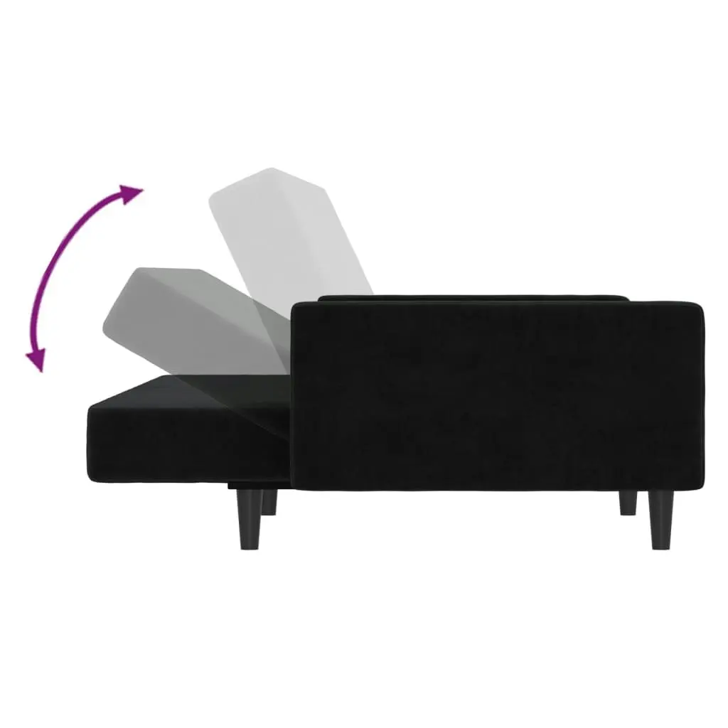 2-Seater Sofa Bed Black Velvet 375740