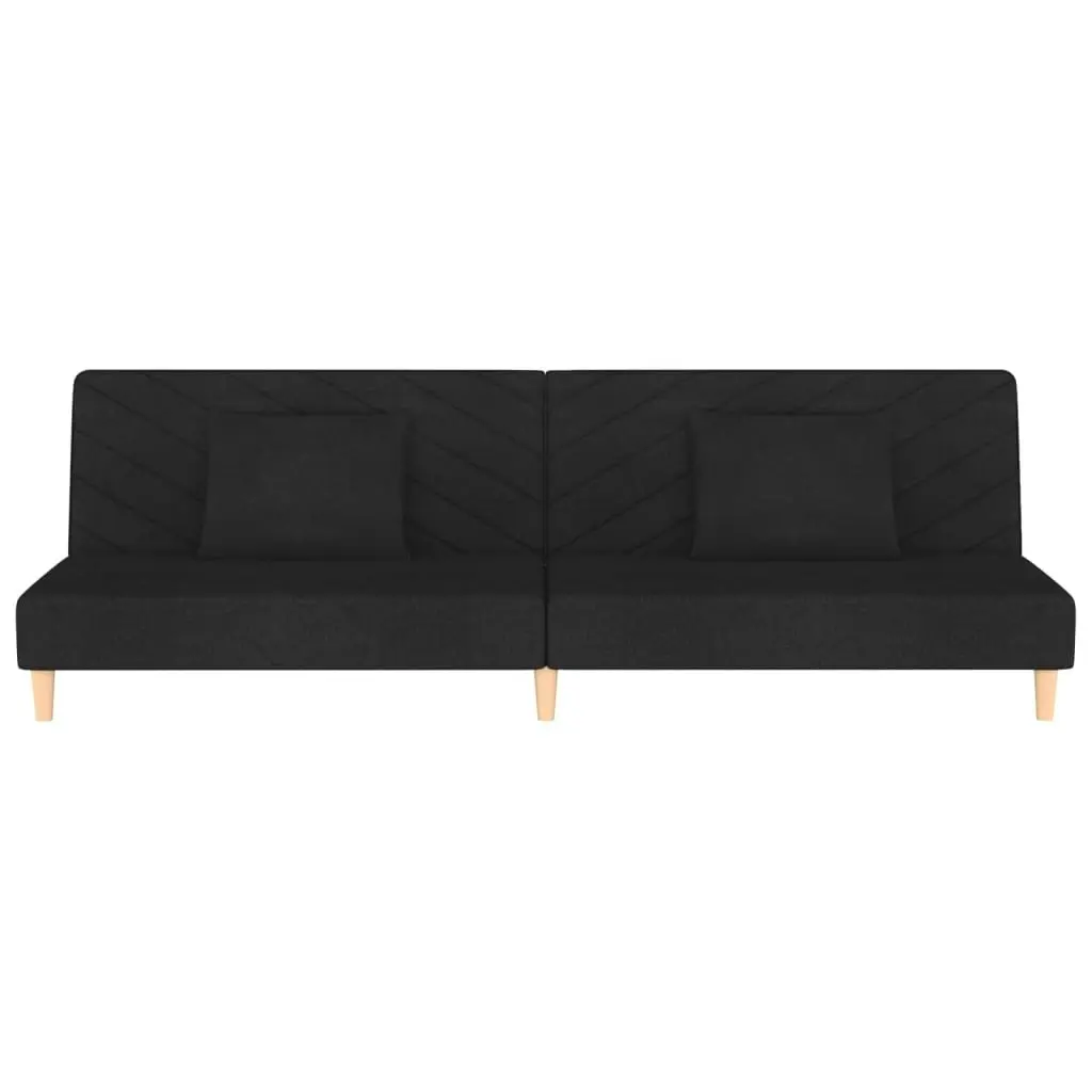 2-Seater Sofa Bed with Two Pillows Black Fabric 337594