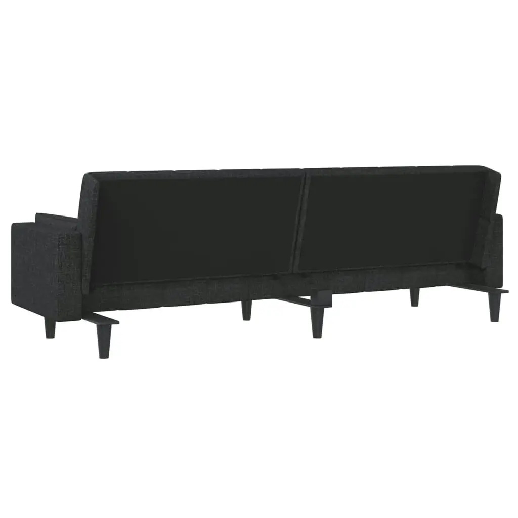 2-Seater Sofa Bed with Two Pillows Black Fabric 375835