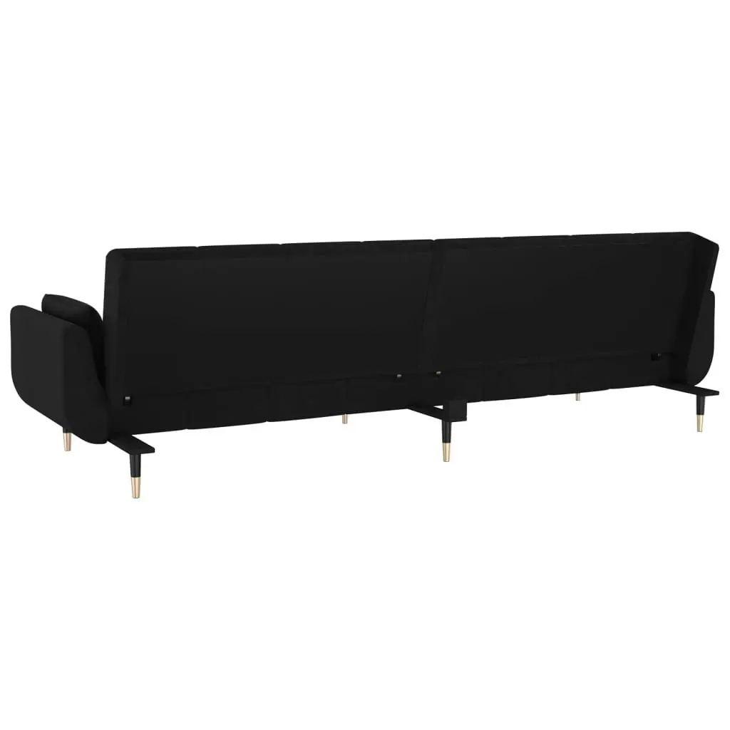 2-Seater Sofa Bed with Two Pillows Black Velvet 337588