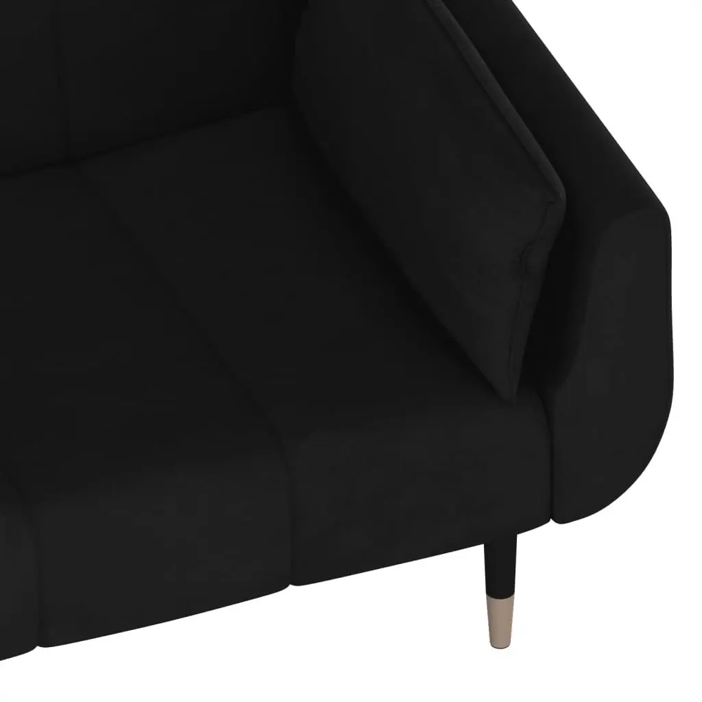 2-Seater Sofa Bed with Two Pillows Black Velvet 337588