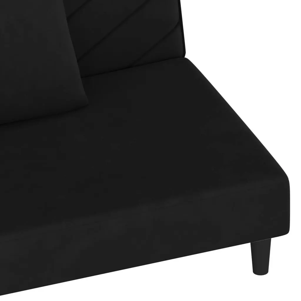 2-Seater Sofa Bed with Two Pillows Black Velvet 375915