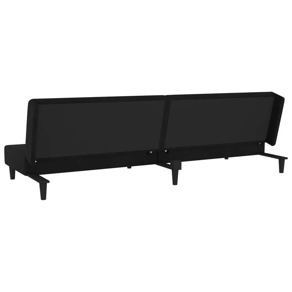 2-Seater Sofa Bed with Two Pillows Black Velvet 375915