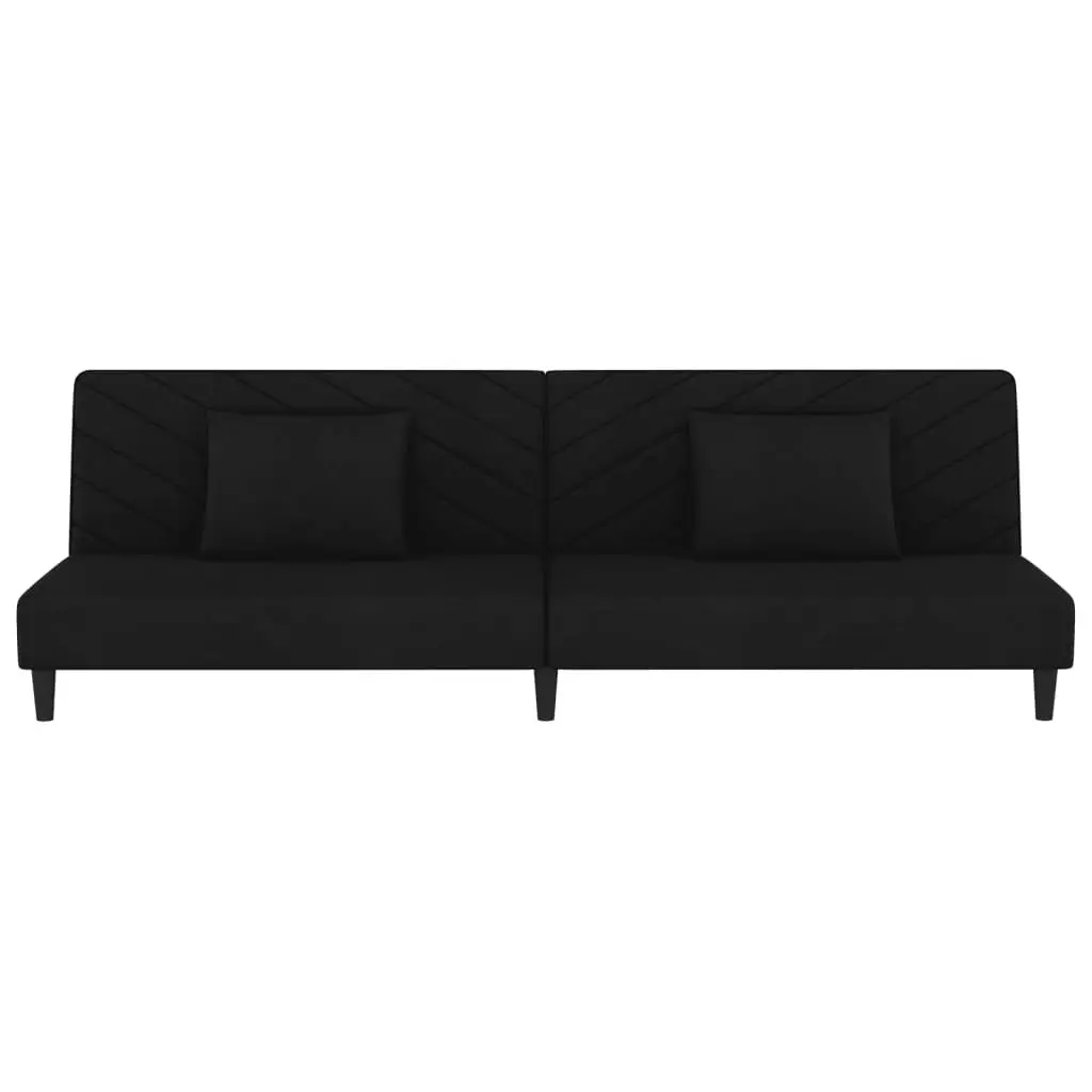 2-Seater Sofa Bed with Two Pillows Black Velvet 375915