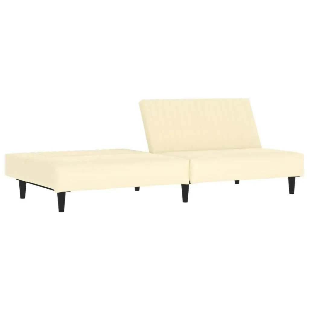 2-Seater Sofa Bed Cream Faux Leather 337661