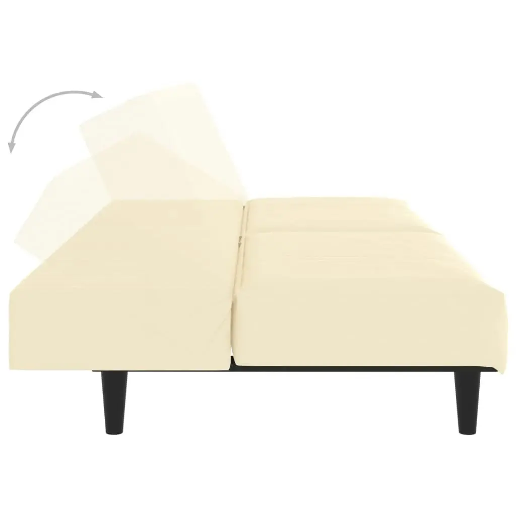 2-Seater Sofa Bed Cream Faux Leather 337661