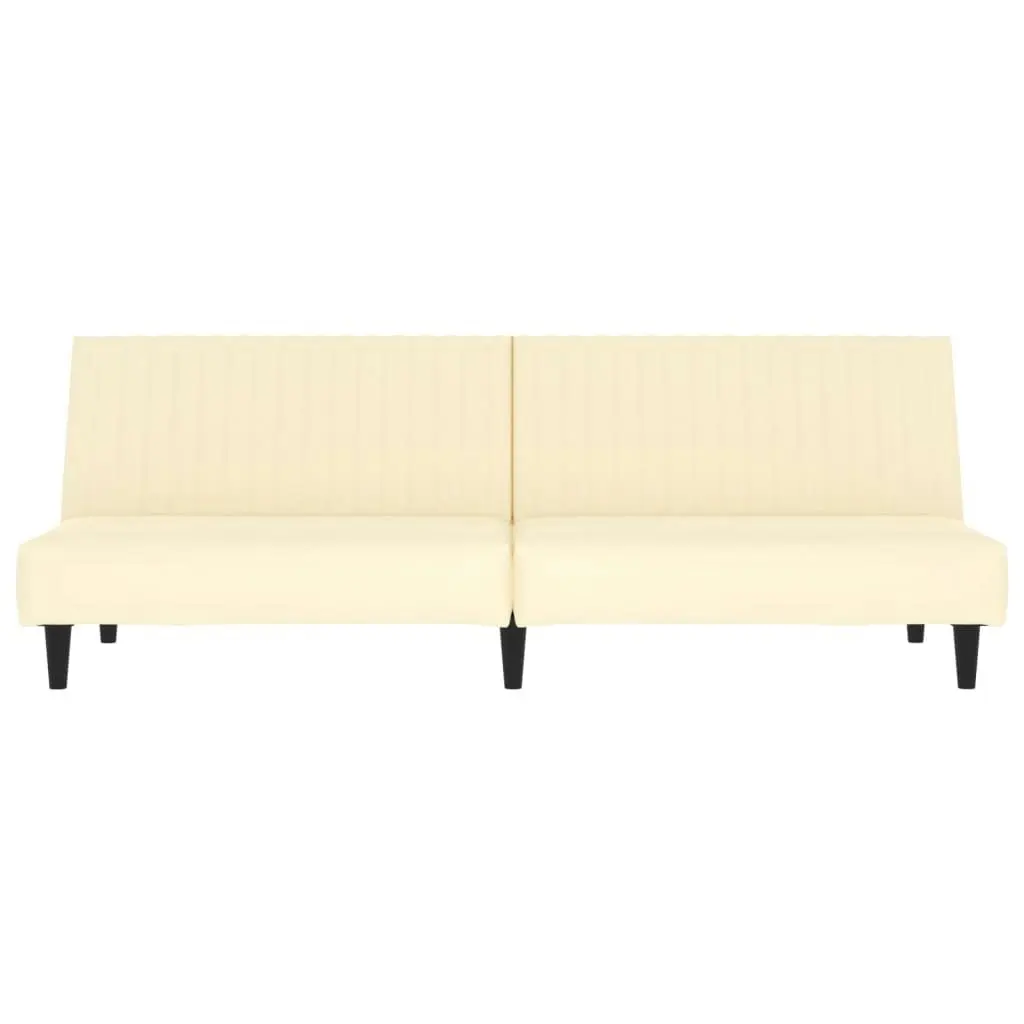 2-Seater Sofa Bed Cream Faux Leather 337661