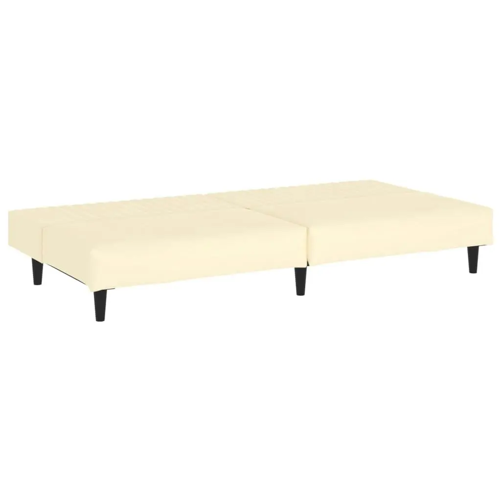 2-Seater Sofa Bed Cream Faux Leather 337661