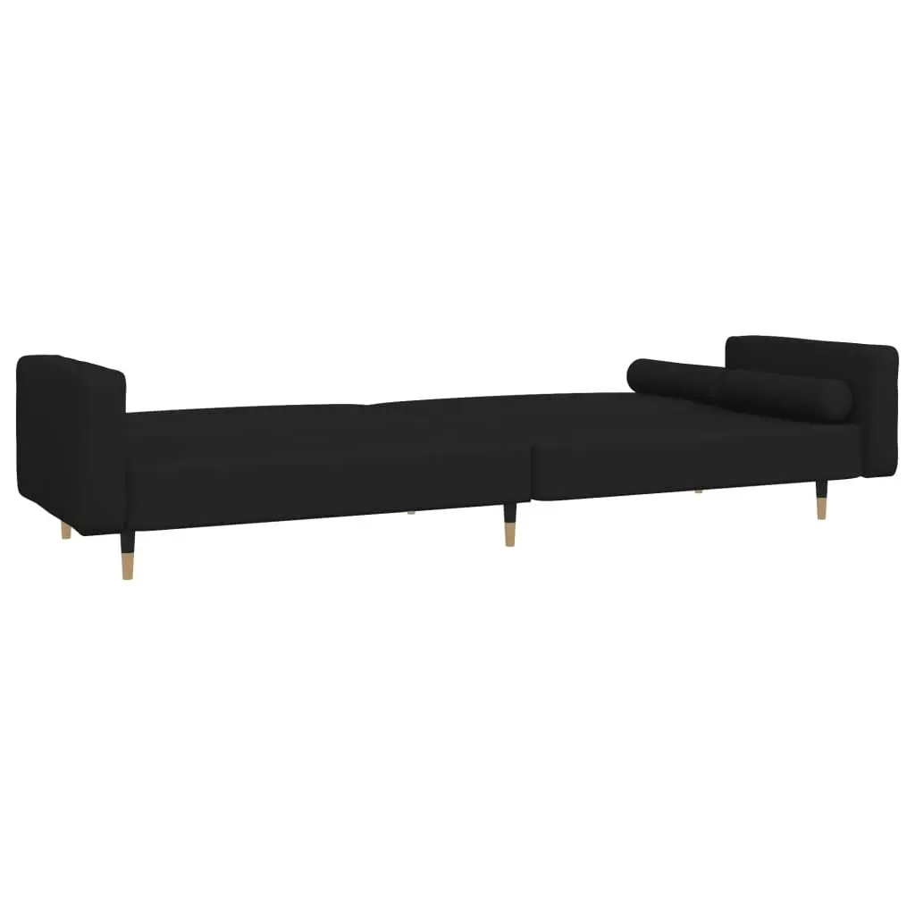 2-Seater Sofa Bed with Two Pillows Black Velvet 375752