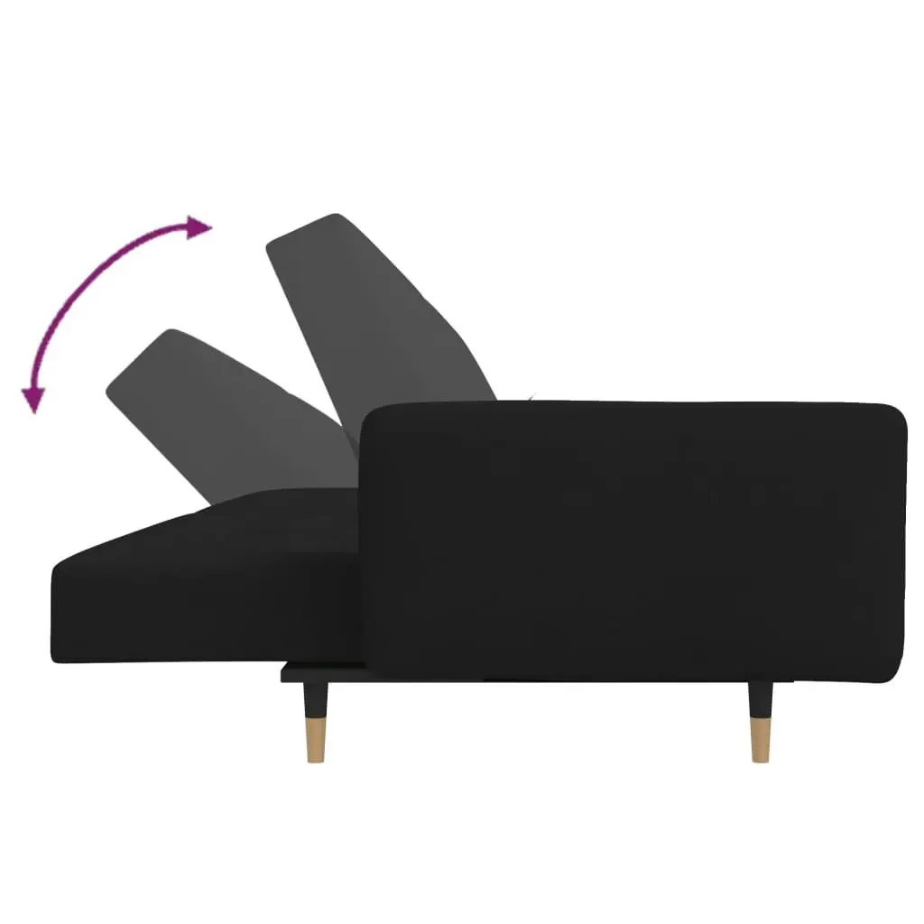 2-Seater Sofa Bed with Two Pillows Black Velvet 375752