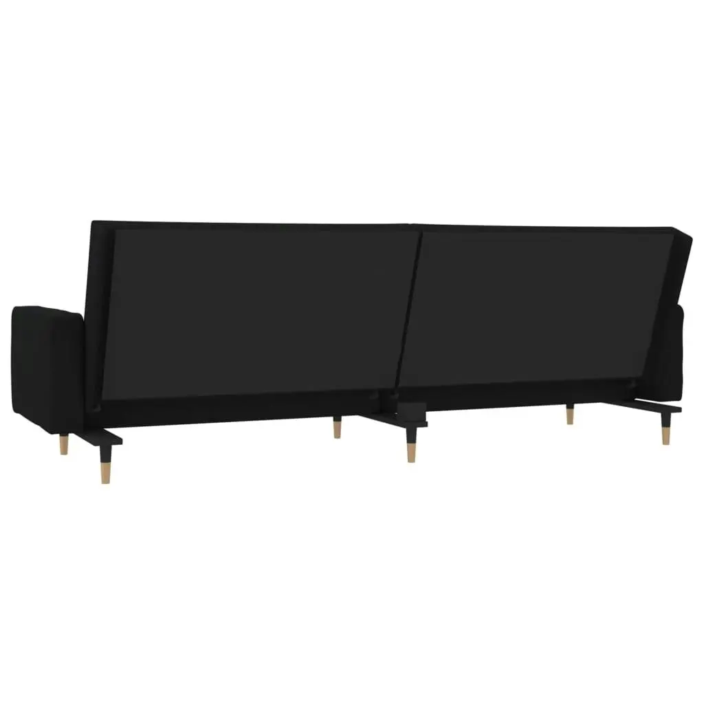 2-Seater Sofa Bed with Two Pillows Black Velvet 375752