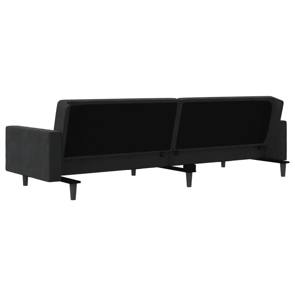 2-Seater Sofa Bed with Two Pillows Black Velvet 375923