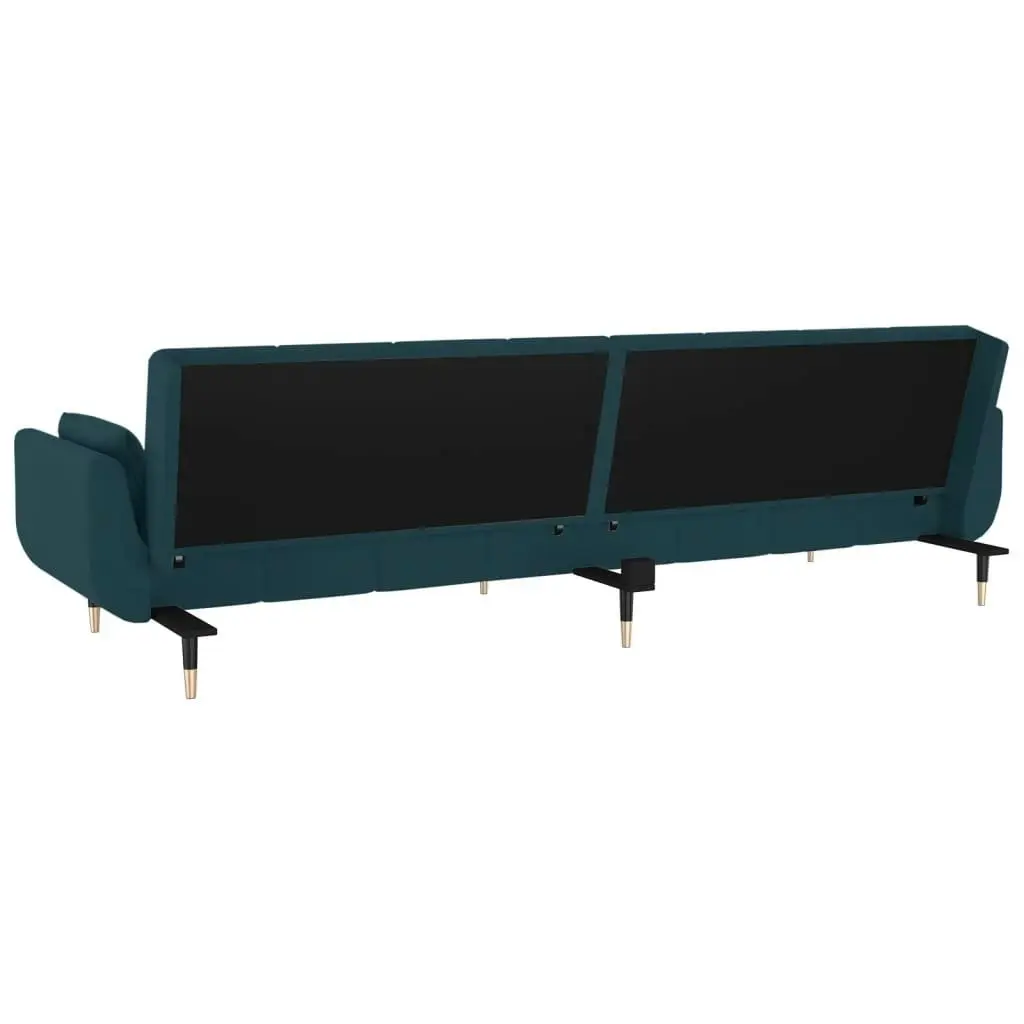 2-Seater Sofa Bed with Two Pillows Blue Velvet 337581