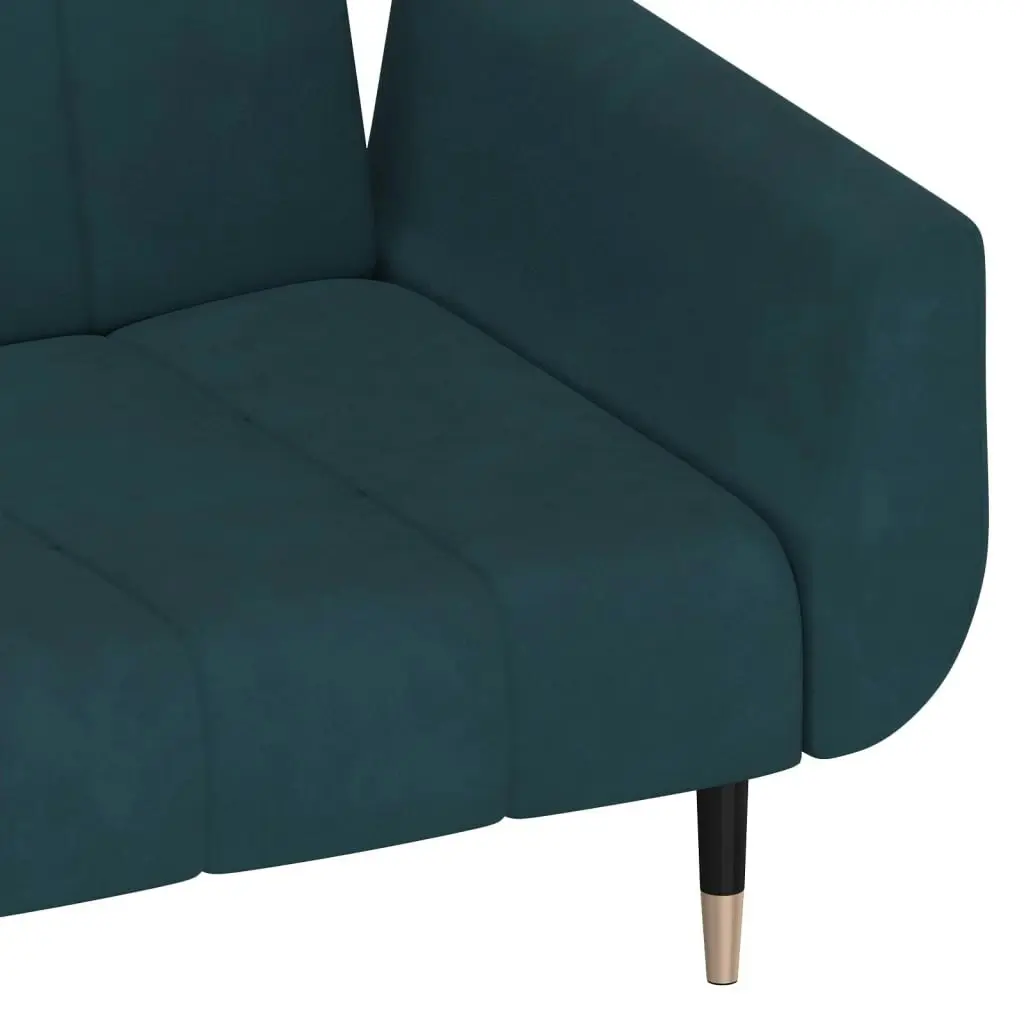 2-Seater Sofa Bed with Two Pillows Blue Velvet 337581