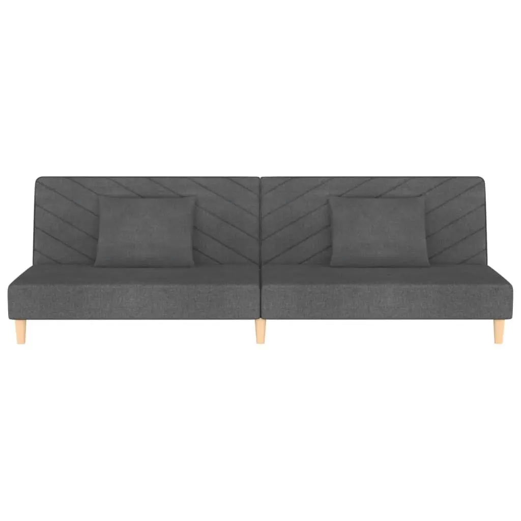 2-Seater Sofa Bed with Two Pillows Dark Grey Fabric 337593