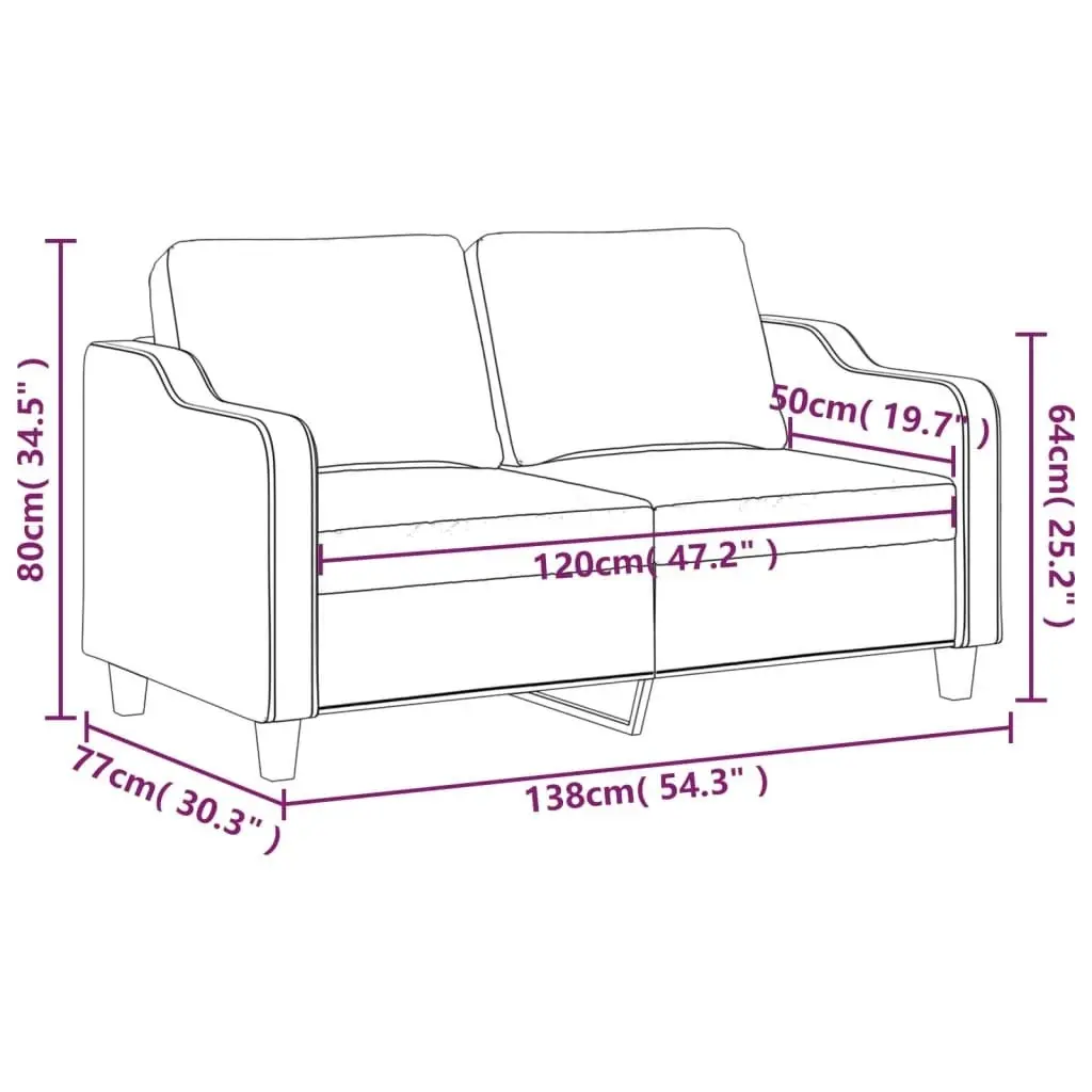 2-Seater Sofa Black 120 cm Fabric 359355