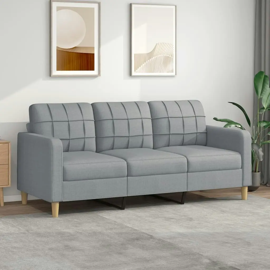 3-Seater Sofa Light Grey 180 cm Fabric 359099