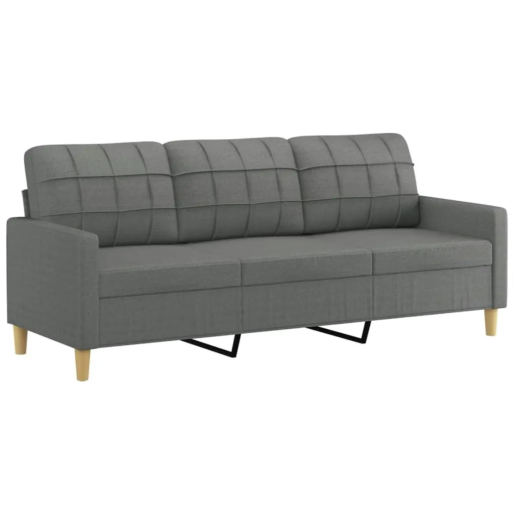 3-Seater Sofa with Footstool Dark Grey 180 cm Fabric 3201002