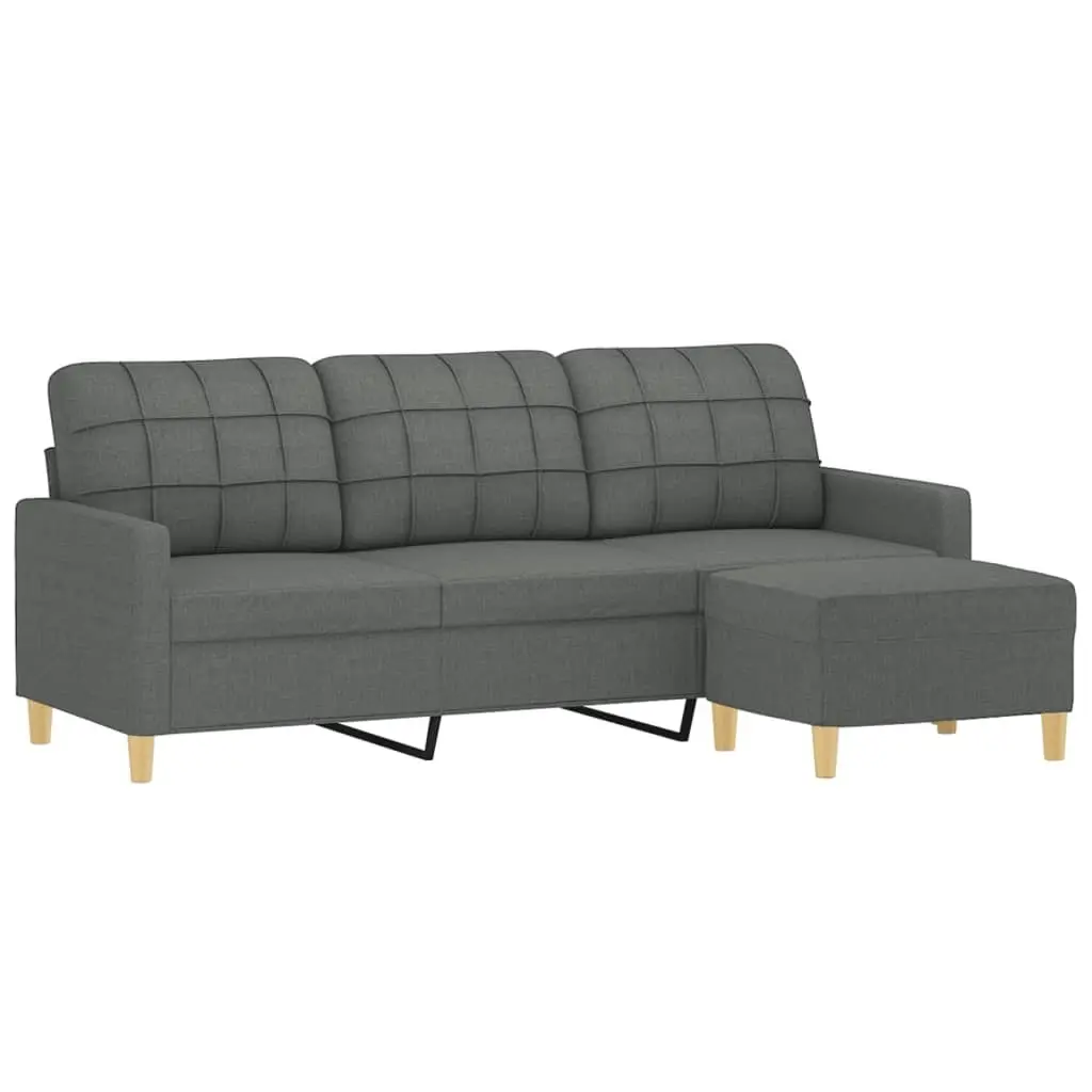 3-Seater Sofa with Footstool Dark Grey 180 cm Fabric 3201002