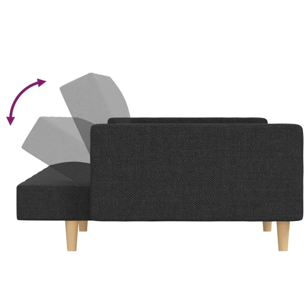 2-Seater Sofa Bed with Two Pillows Dark Grey Fabric 375800