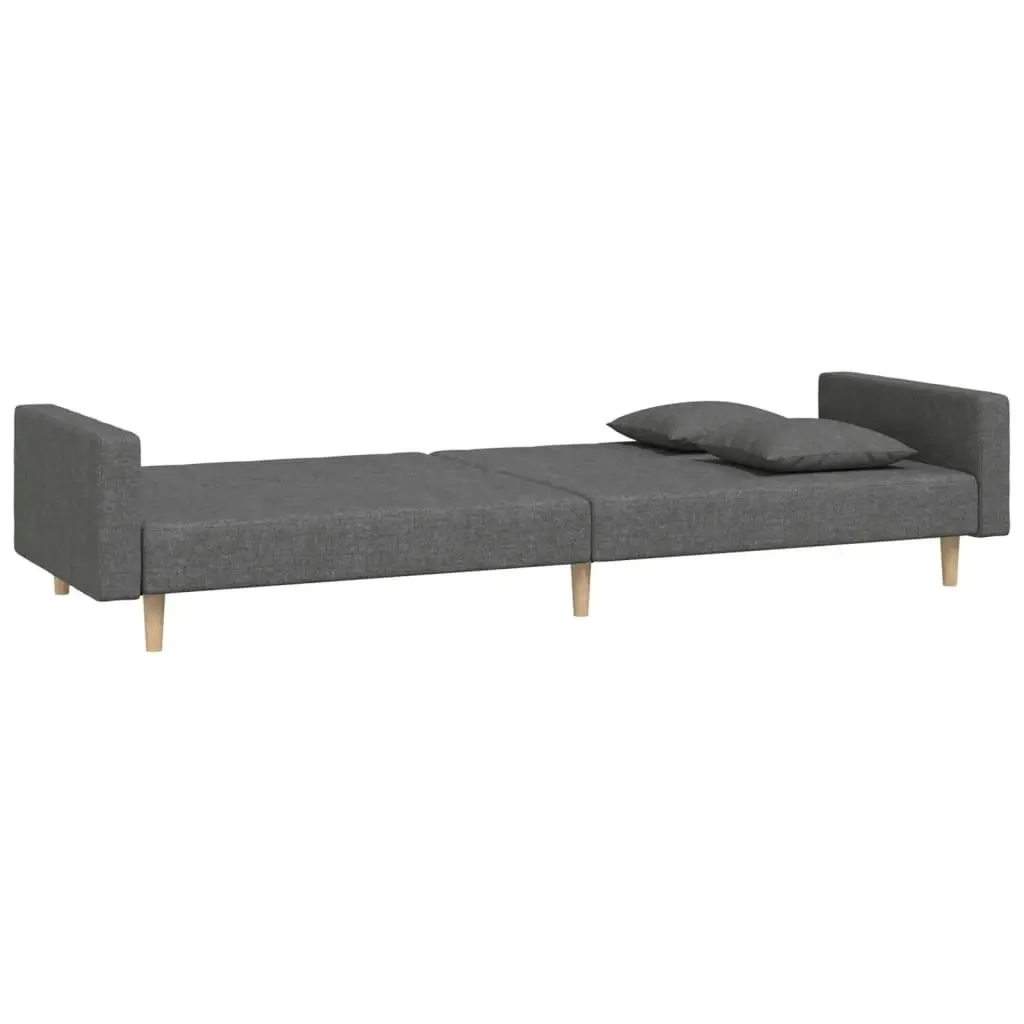 2-Seater Sofa Bed with Two Pillows Dark Grey Fabric 375900