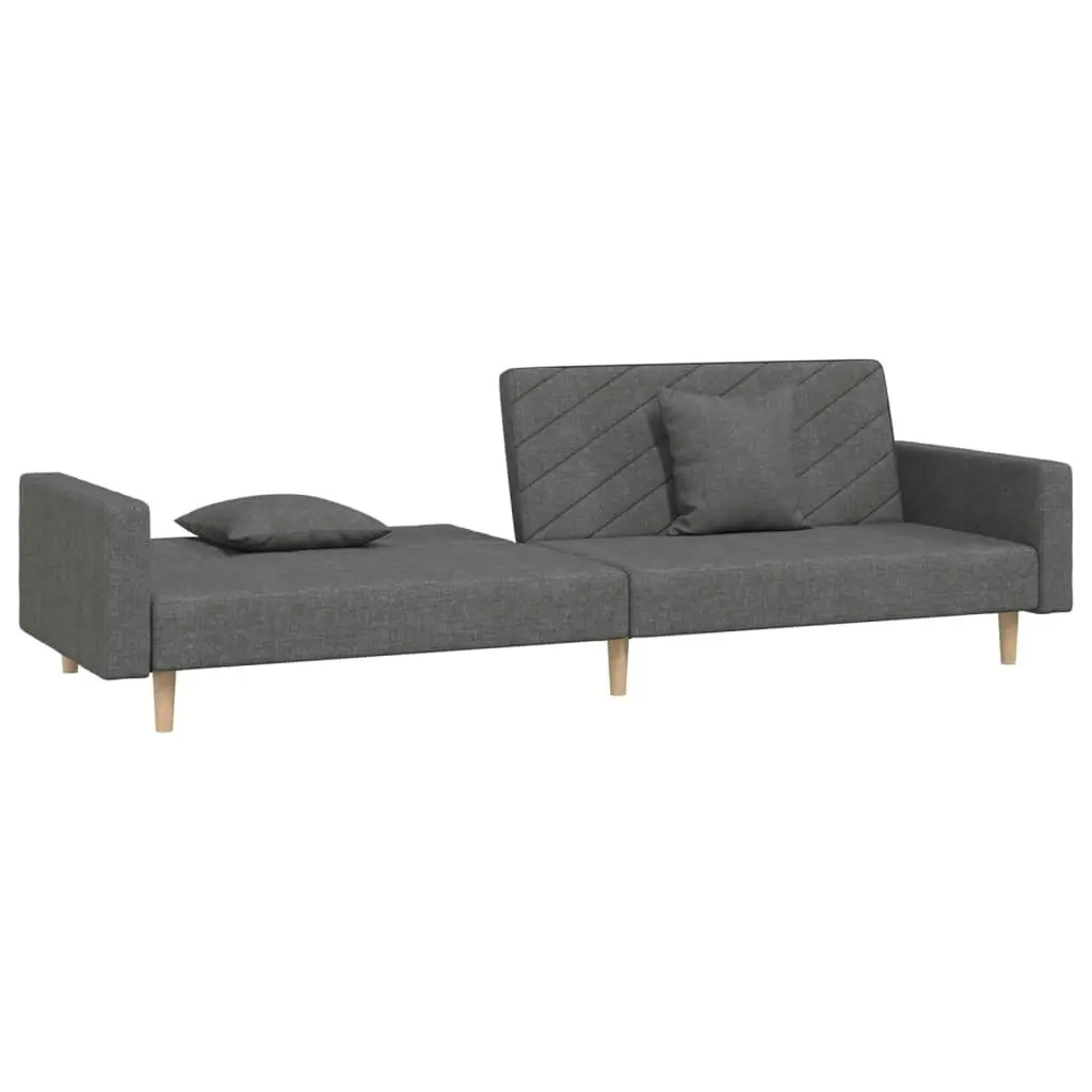 2-Seater Sofa Bed with Two Pillows Dark Grey Fabric 375900