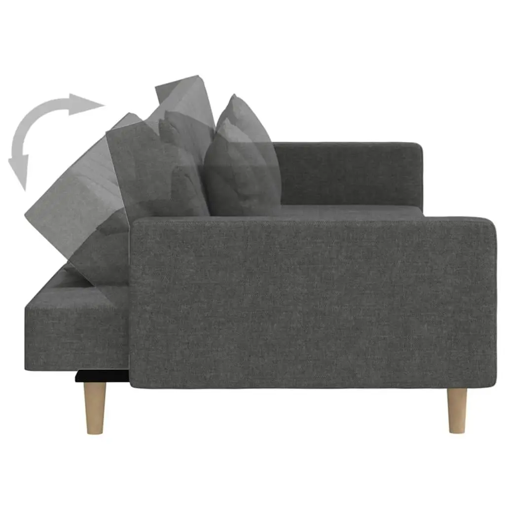 2-Seater Sofa Bed with Two Pillows Dark Grey Fabric 375900