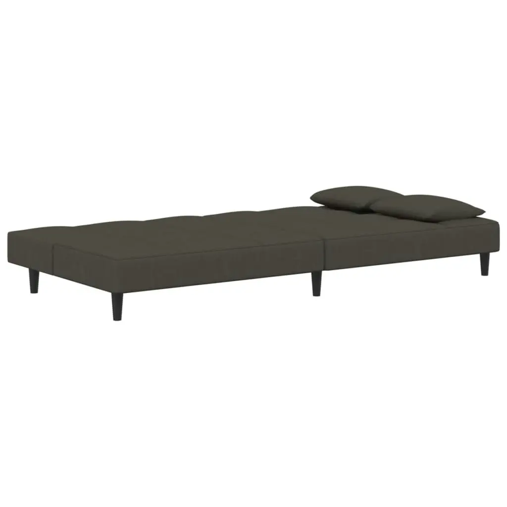 2-Seater Sofa Bed with Two Pillows Dark Grey Velvet 375808