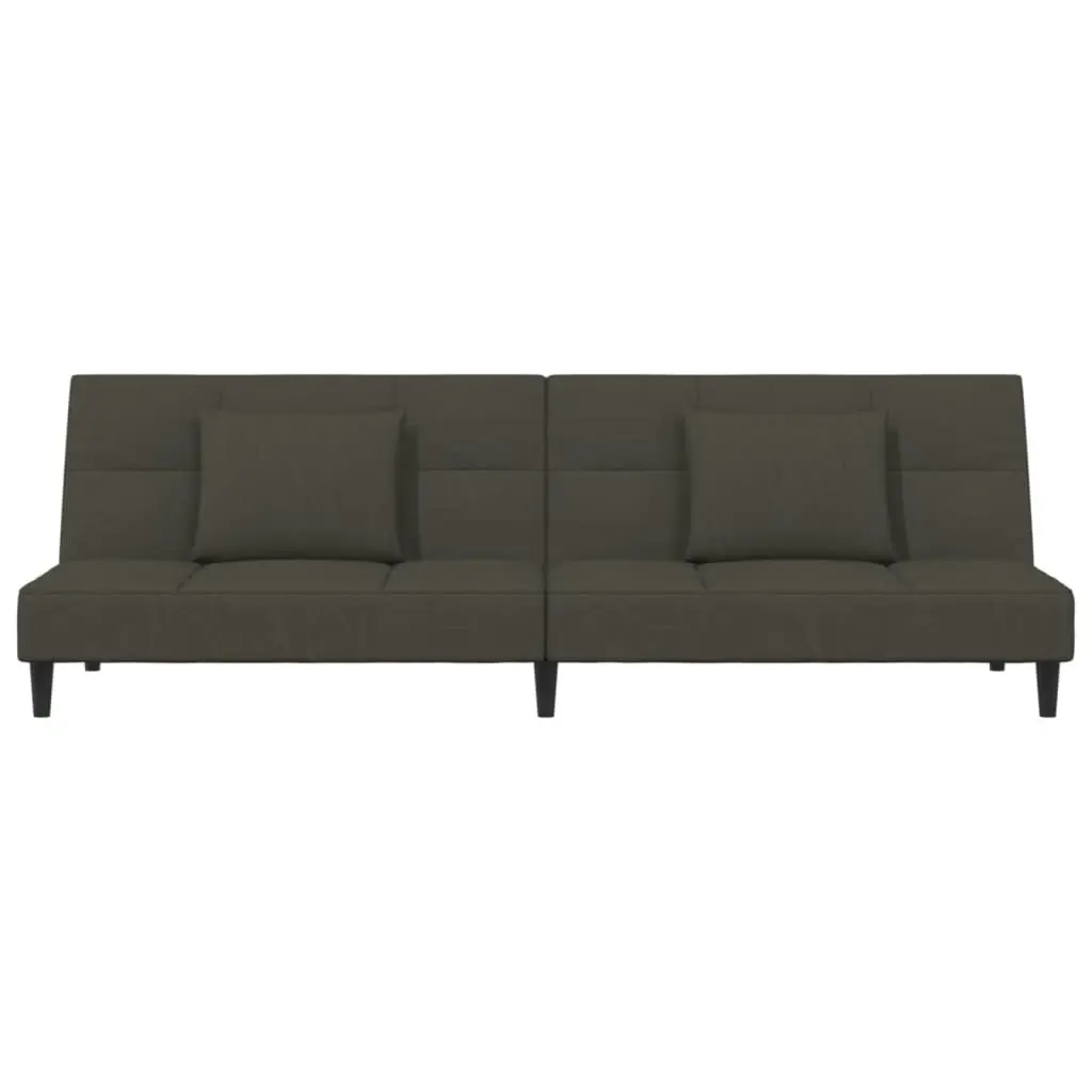 2-Seater Sofa Bed with Two Pillows Dark Grey Velvet 375808