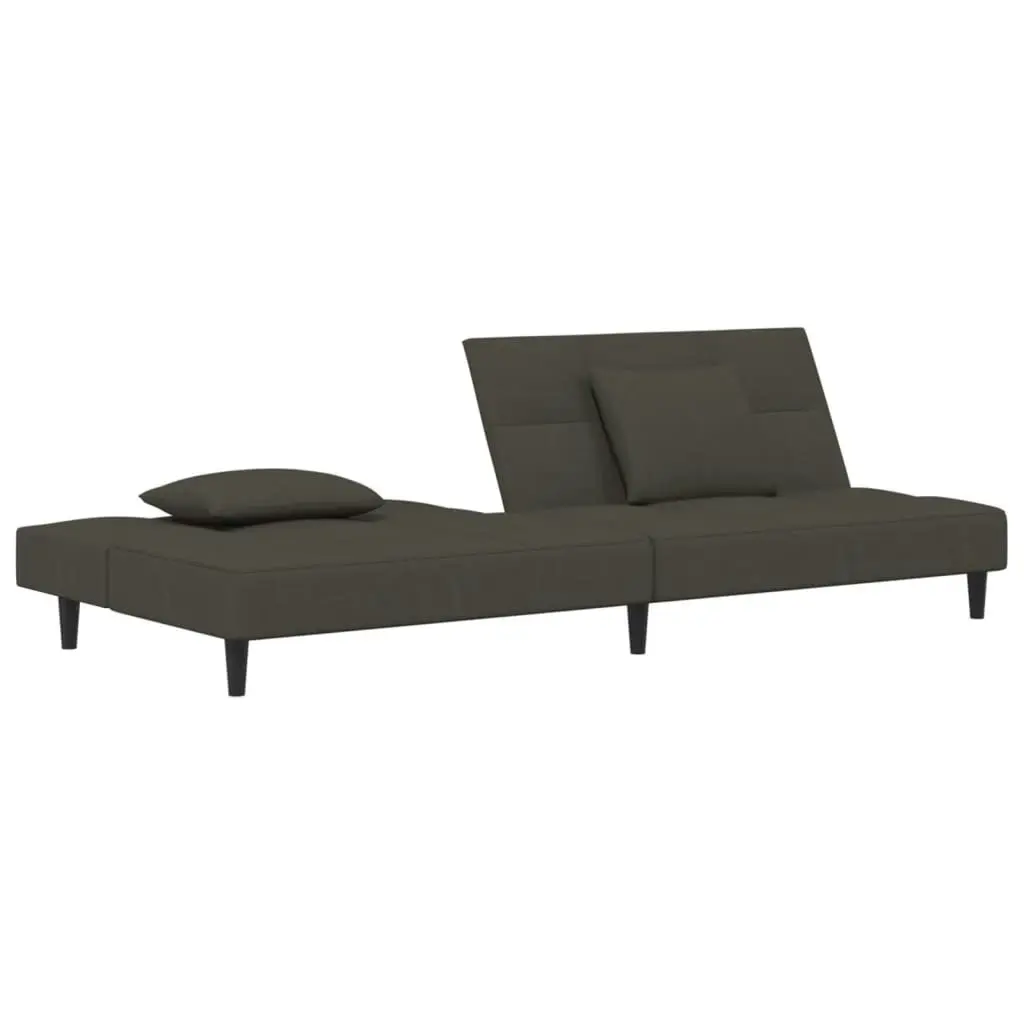 2-Seater Sofa Bed with Two Pillows Dark Grey Velvet 375808