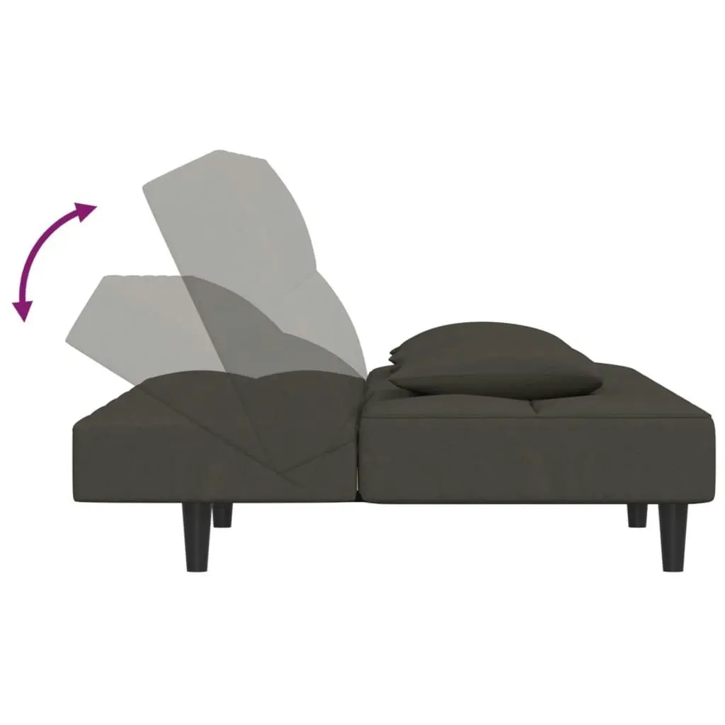 2-Seater Sofa Bed with Two Pillows Dark Grey Velvet 375808