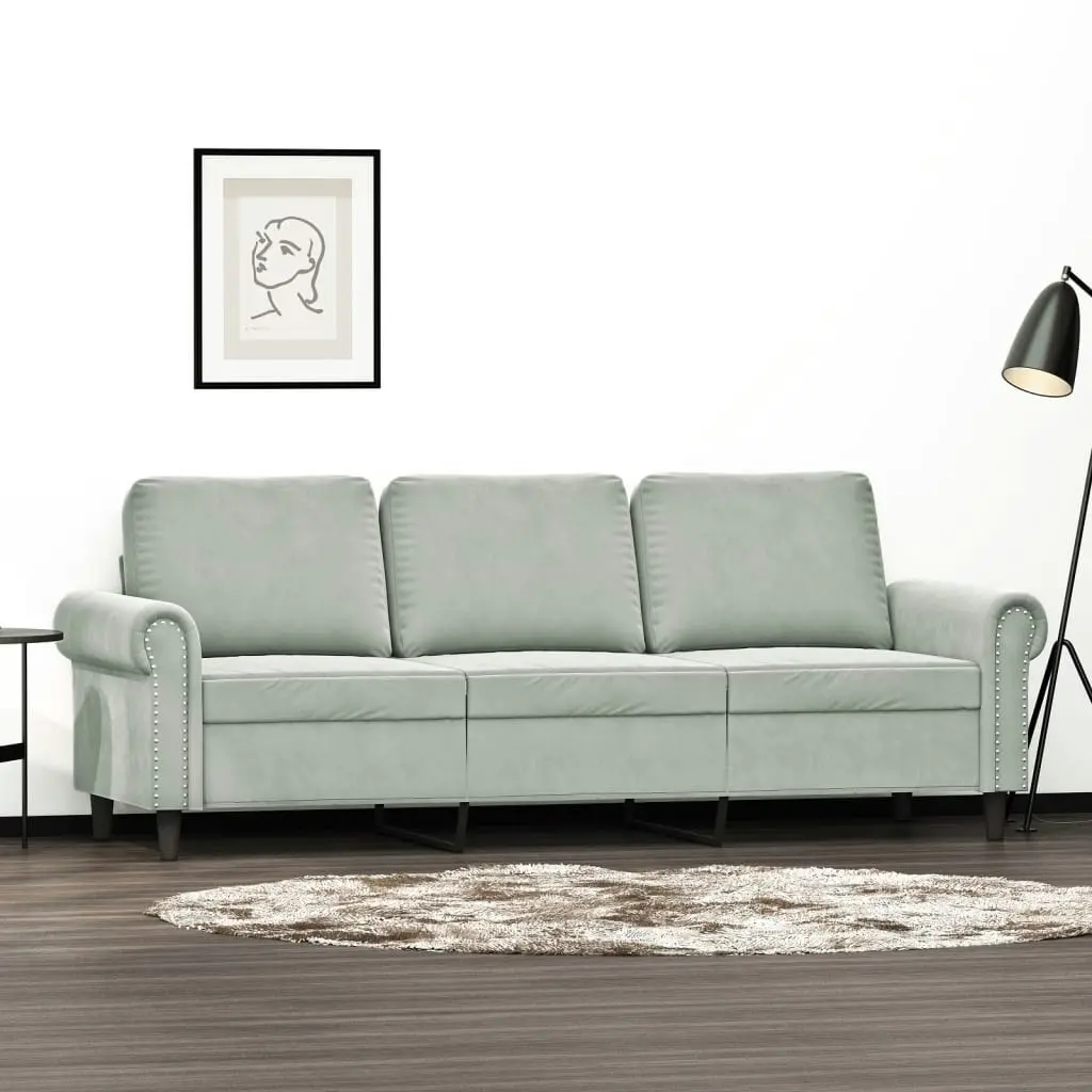 3-Seater Sofa Light Grey 180 cm Velvet 359539