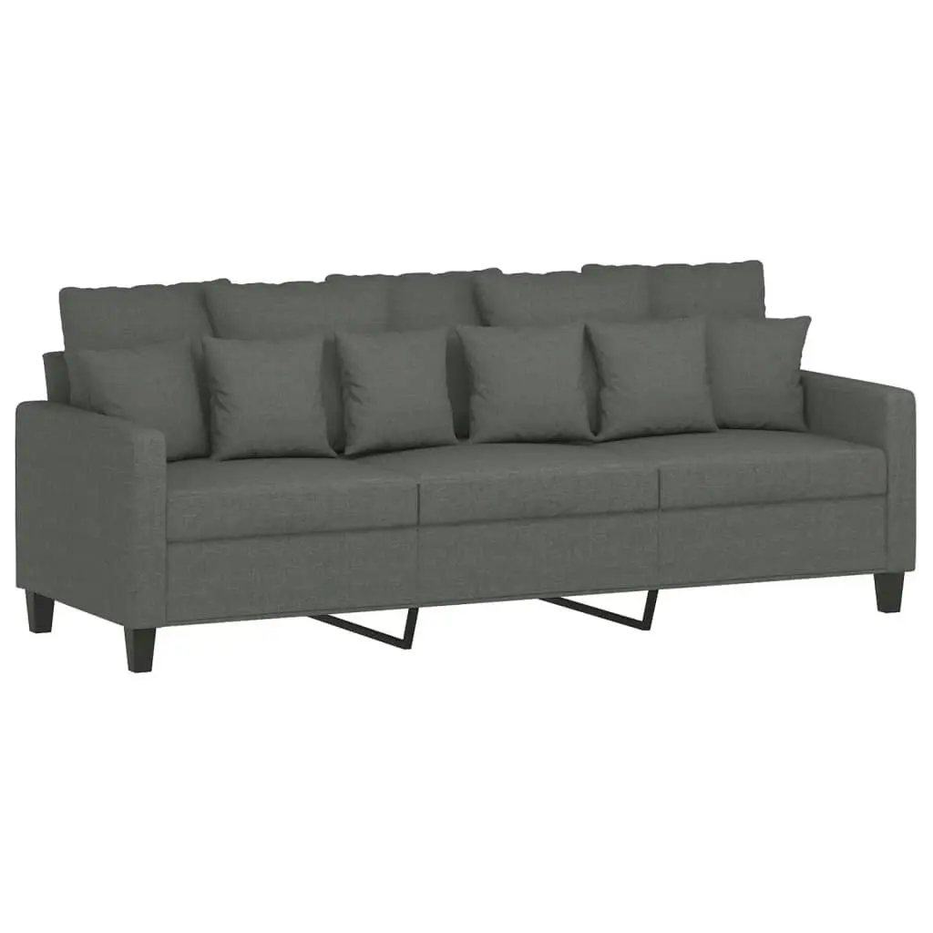 3-Seater Sofa with Footstool Dark Grey 180 cm Fabric 3201090